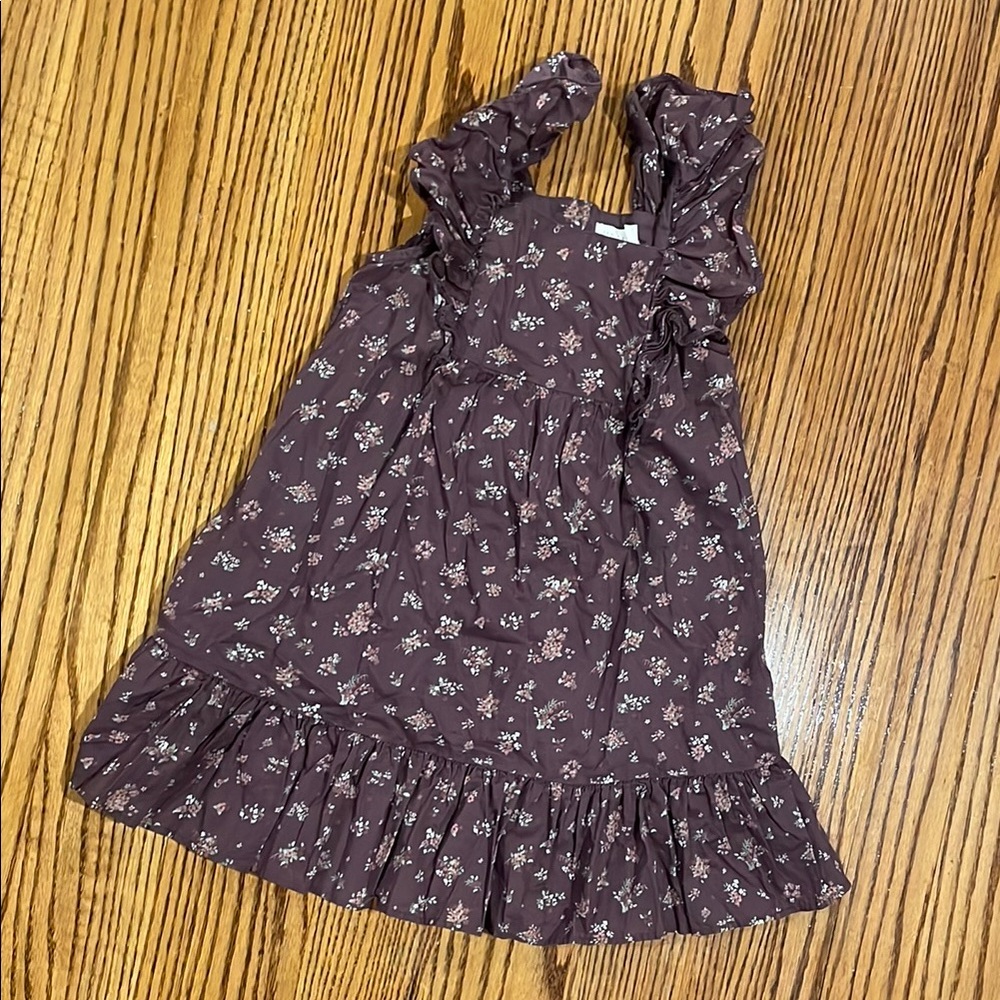 Floral Kids Dress in Brown